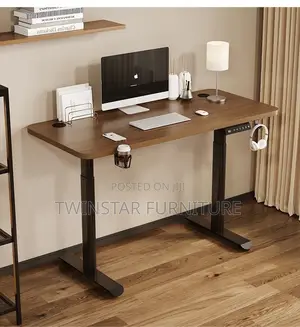 New Modern Electric Adjustable Table Brown Top