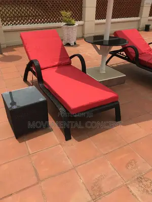 Red Sun Loungers and Side Table