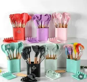 12 PCS High Quality Silicone Spoon Sets W/Cup and Spoon Rest