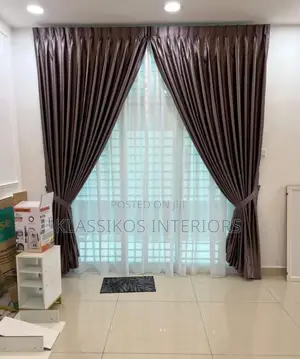 Pleated Dark Grey Turkish Curtains (#7,700 Per Yard)
