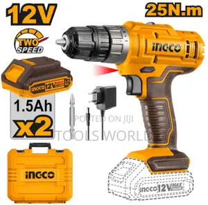 Ingco Cordless Hammer Impact Drill 12v With Two Batteries