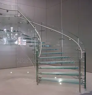 Two 10mm Thick Tempered Glass for Spiral Staircase Handrail