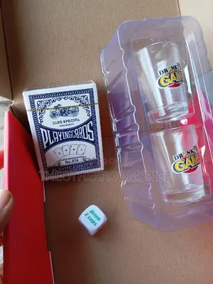 Adult Party Game Playing Card Drinking Dice 2pc Glass Shot