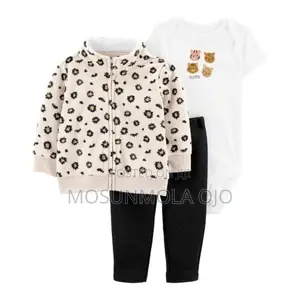 Carter's Child of Mine Baby Girl Cardigan Outfit 3 Piece Set
