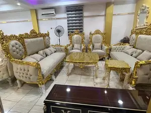 Luxurious Royal Sofa + Center Table + 2 Stools