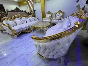 Luxurious Royal Sofa + Center Table + 2 Stools