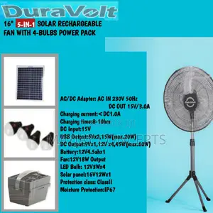 Duravolt 5-in-1 16inches Standing Fan+Table Fan+2bulbs+Panel