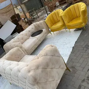 Nude and Yellow Sofa Chairs