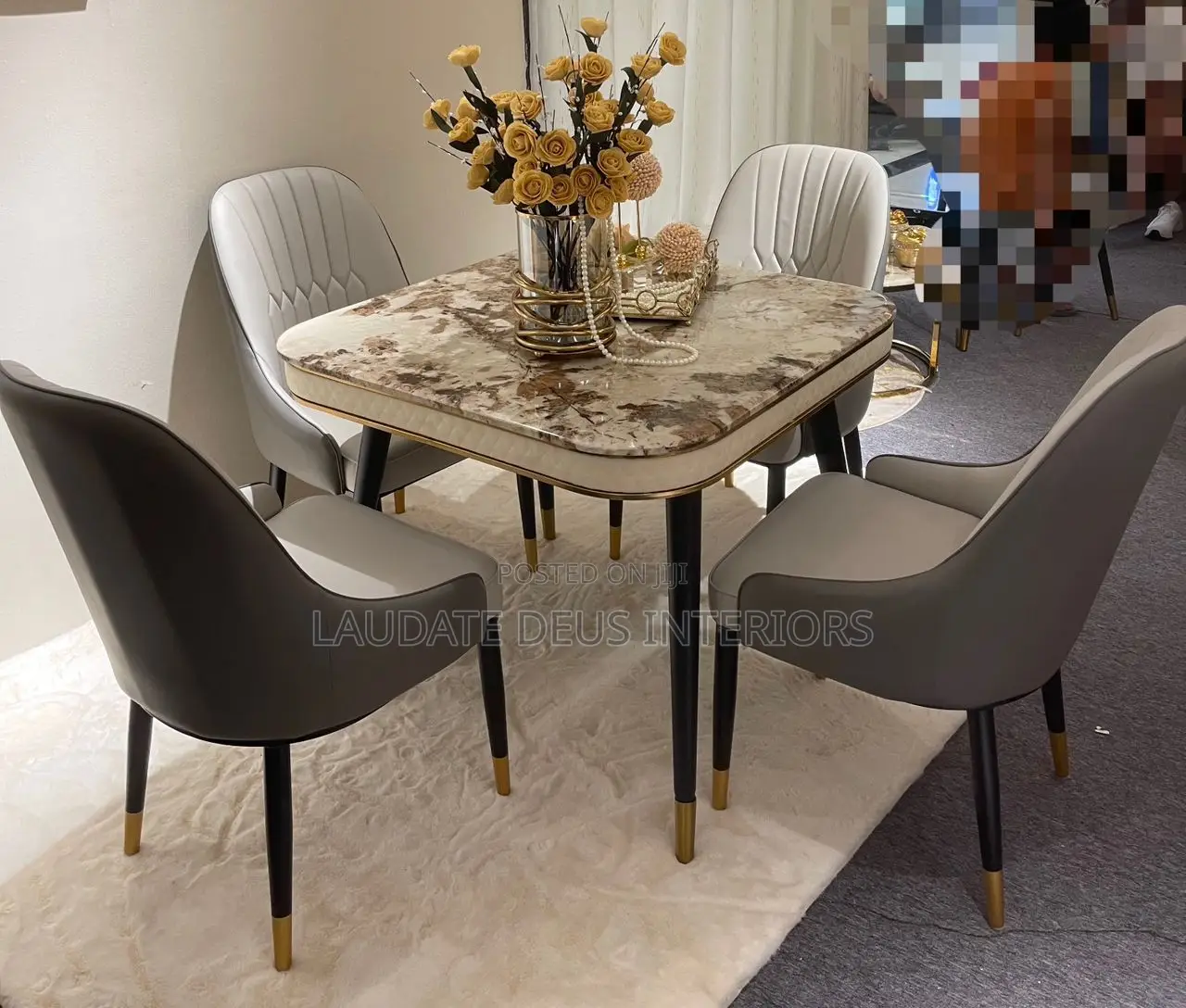 New Imported Classic Mini Marble Top Dining Set