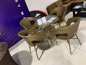 Rattan Bar Outdoor Basket 4 Chairs and Table