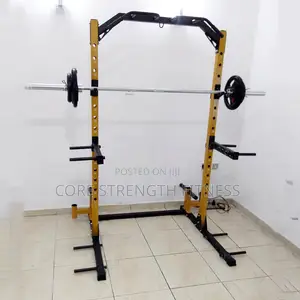 Commercial Half Squat Rack With T-bar Row And Bag Hanger.