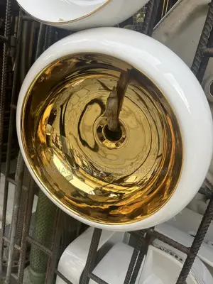 Black and Gold Round Counter Top Basin