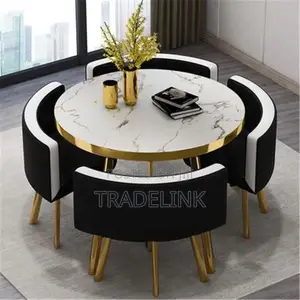 Marble Round 85.6 Cm Dining Chairs and Table