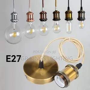 E27 Wire Lamp Holder Antique Copper Metal Pendant Light