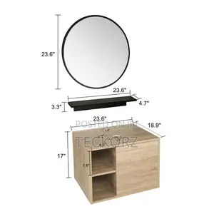 Round Bathroom Vanity Mirror and Floating Shelve