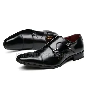 Men Point Toe Genuine Leather Dress Fashion Casual Monk Shoe