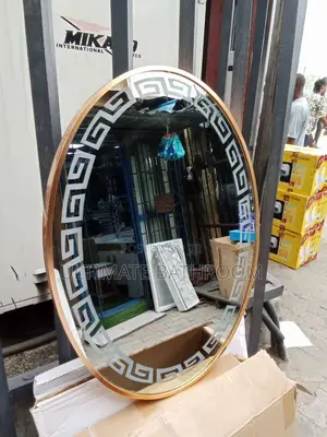 80x60cm Oval Shape Gold Frame Bathroom Mirror With Led