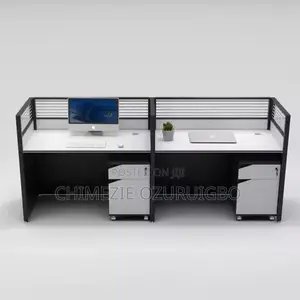 White Gray 2 Seater Side by Side Office Workstation Table
