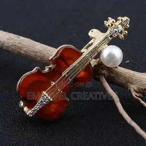 Fashion New Red Violin Brooch Men's Suit Badge British Style