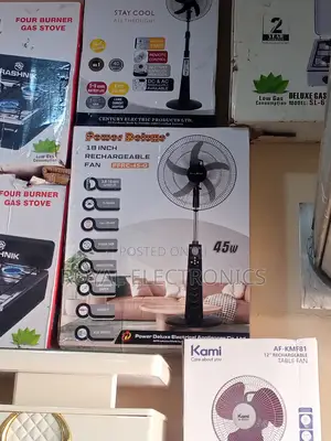 Brand New Power Deluxe 18" Rechargeable Fan With Remote
