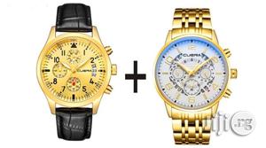 Animal Skin Chronograph Leather & Gold Wrist Watch