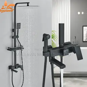 Black Standing Shower With Pressing Shower