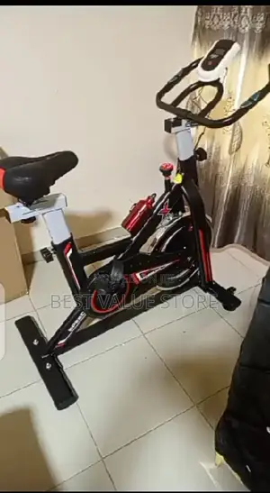 Exercise Spinning Bike Red With Water Bottle