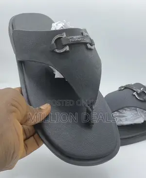 Luxury Black Leather Men’S Slippers 42