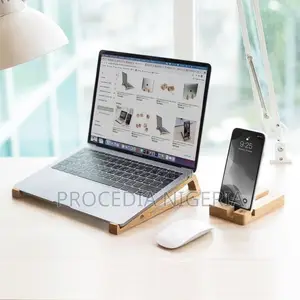 Unique Laptop Stand - Phone Holder - 100% Oak Wood