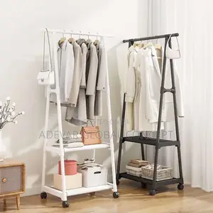 Durable Triangle Cloth Rack With Wheels- Coat Storage Rack