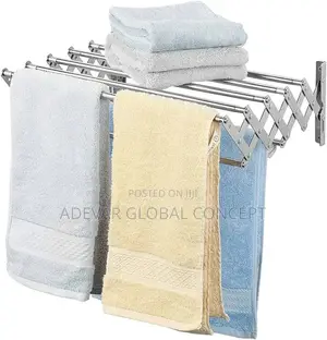 High Quality Expandable Towel Hanger - White 70cm 90cm