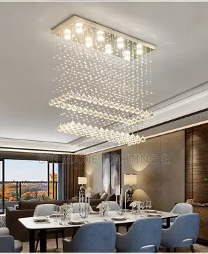 Modern Luxury Rectangular Crystal Raindrop Chandelier