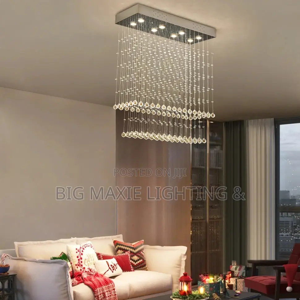 Modern Luxury Rectangular Crystal Raindrop Chandelier