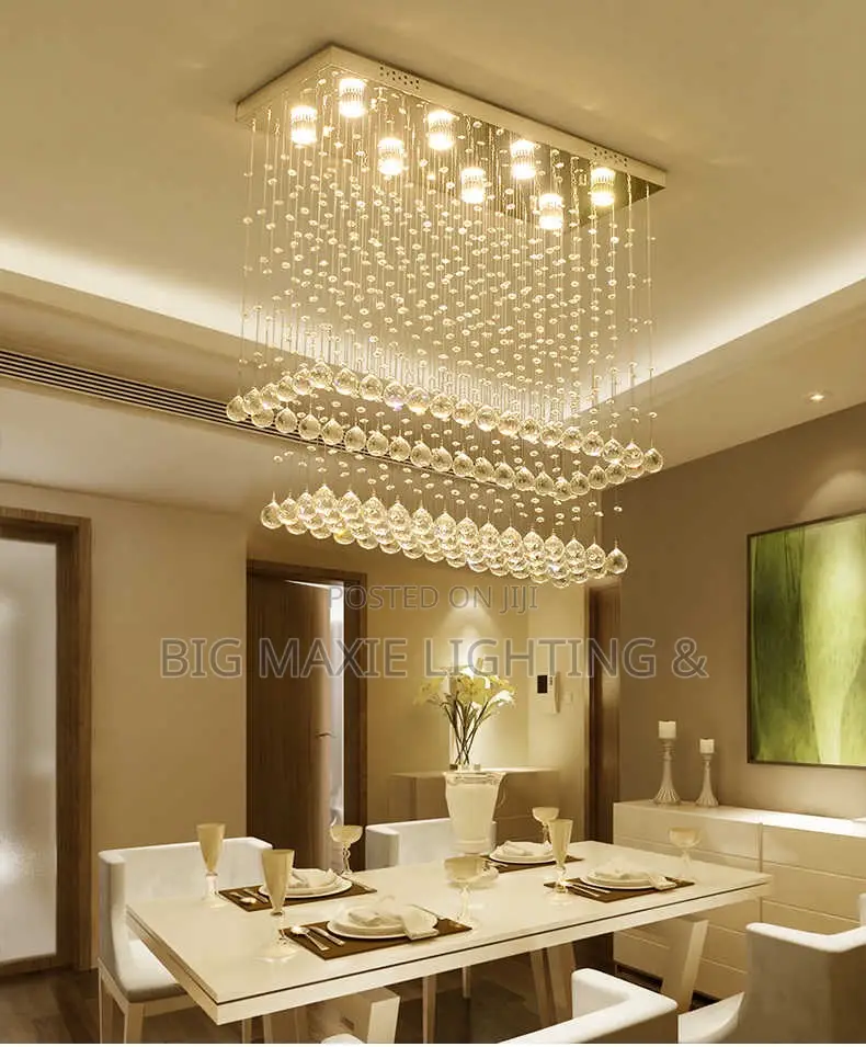 Modern Luxury Rectangular Crystal Raindrop Chandelier