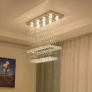 Modern Luxury Rectangular Crystal Raindrop Chandelier