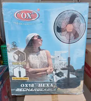 18" OX Rechargeable Standing Fan + Copper Coil