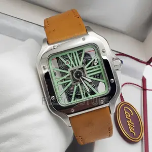 Original Cartier Green Dail Brown Leather Watch Is Available