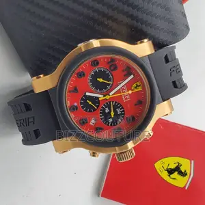 Original Ferrari Chronograph Red Dail Black Rubber Watch