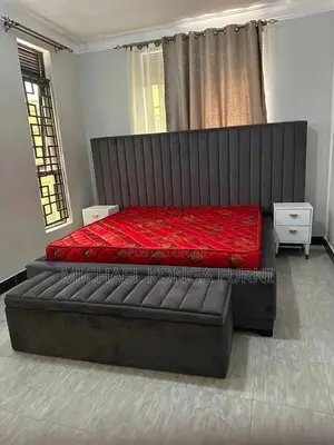 Luxurious 6b6 Padded Bef With Ottoman Wuth 2 Bedside