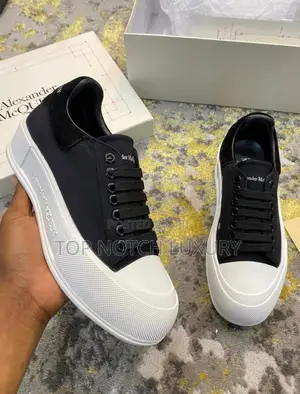 *Alexander McQueen Cap Toe Lace-Up Canvas* *“Black/White”*