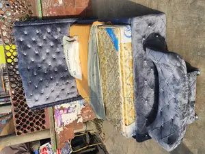 Grey 4.5by6 Upholstery Padded Bed Frame With One Footrest