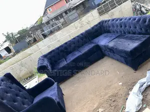 A Standard Navy Blue Couch