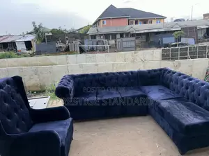 A Standard Navy Blue Couch