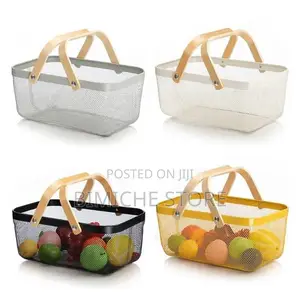 Mesh Shopping Basket With Wood Handle