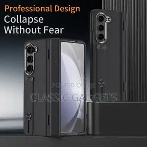 Plain Leather Hinge Protection Cover for Galaxy Z Fold 5 4 3