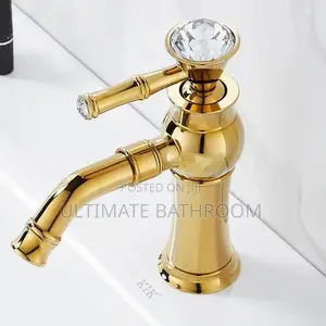Short Gold Diamond Basin Mixer Tap