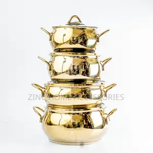 Oz Life 8pc Titanyum Gold Stainless Steel Cookware Set