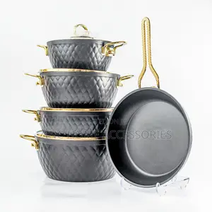 Özlife İNci 9 Piece Black Granite Cookware Set