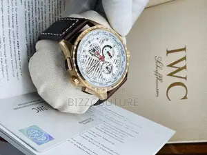 Original IWC Schaffhausen Chronograph Black Leather Watch