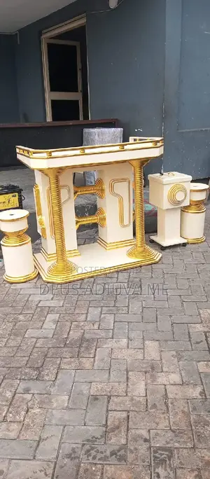 Set of Pulpit, Offering Box, Two Flower Vases